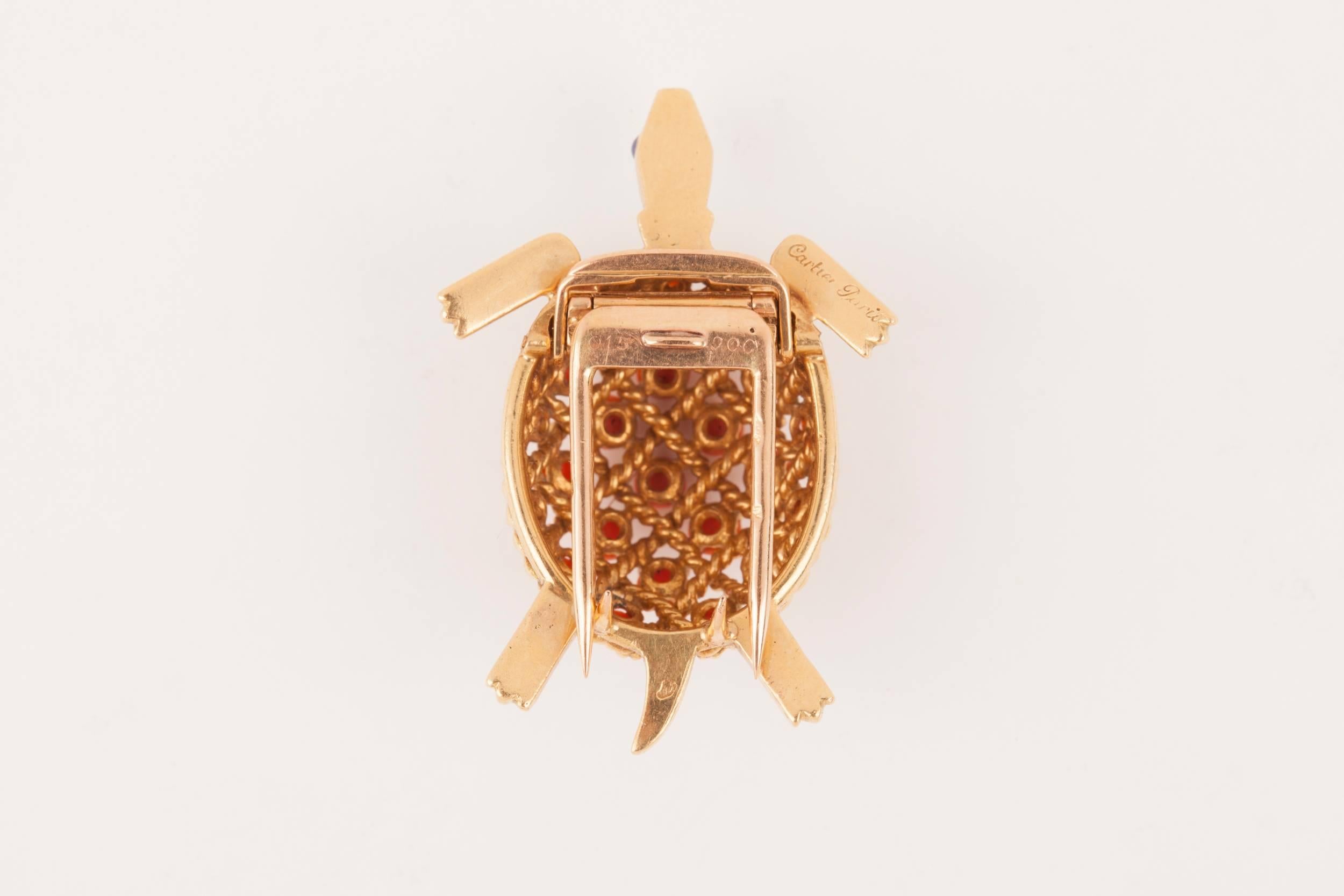 Gold and Coral Cartier Brooch In Good Condition In Saint-Ouen, FR