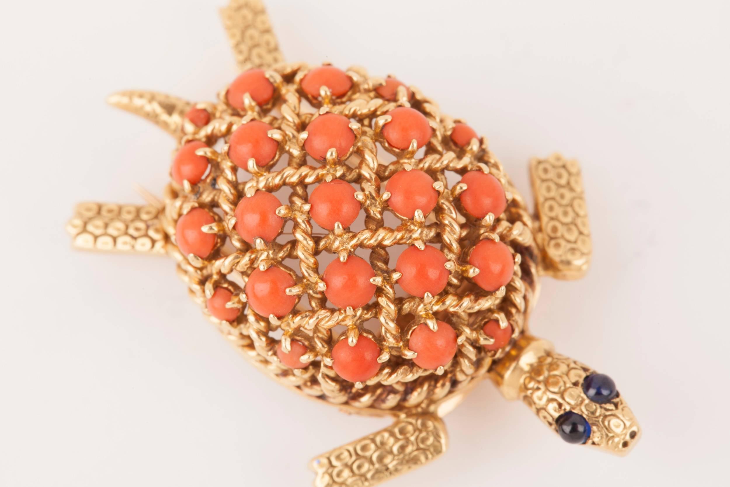 Gold and Coral Cartier Brooch 2
