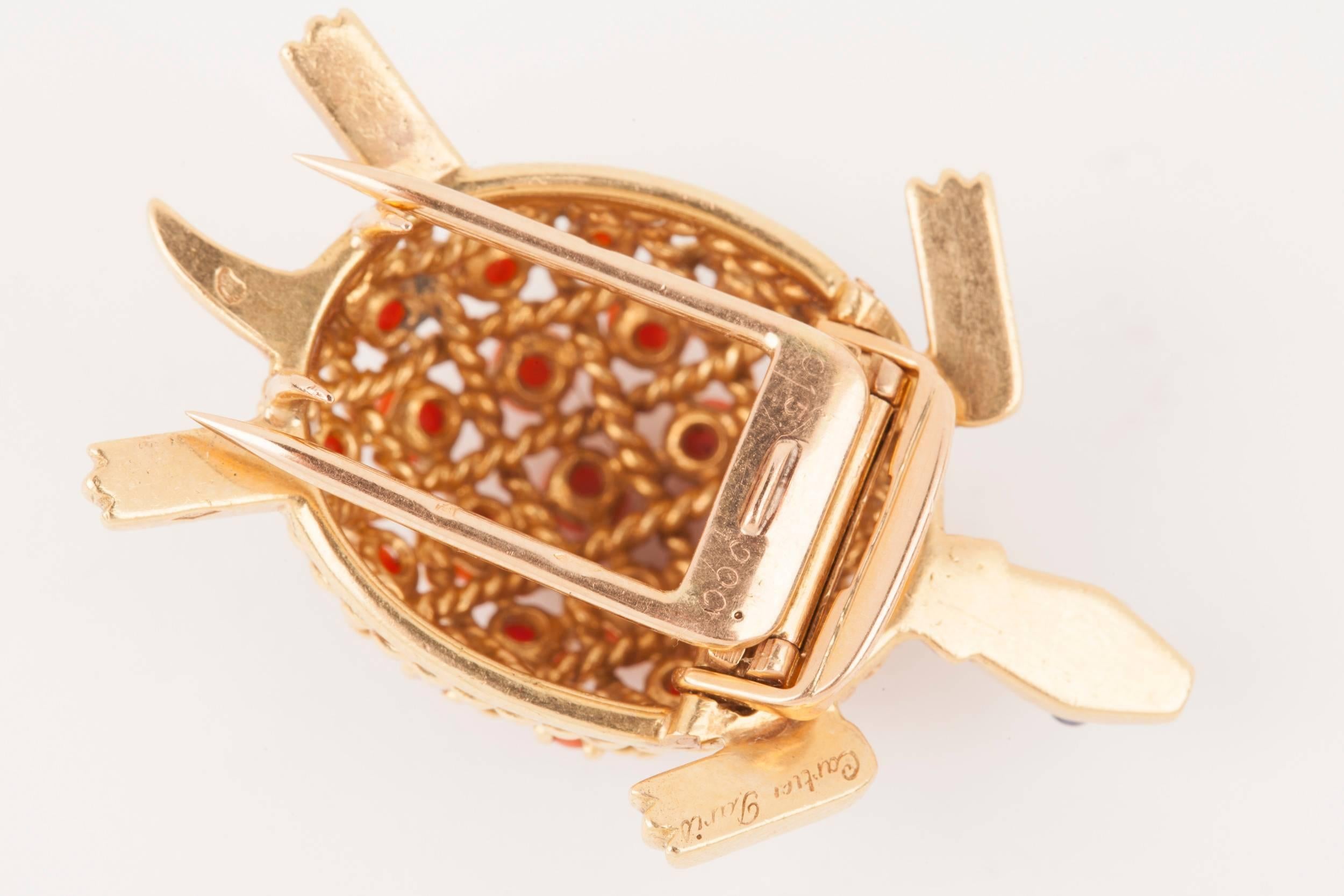 Gold and Coral Cartier Brooch 3