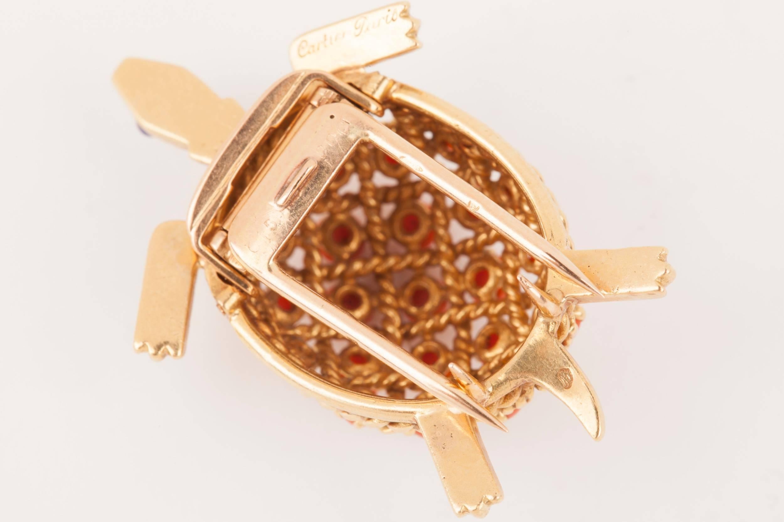 Gold and Coral Cartier Brooch 4