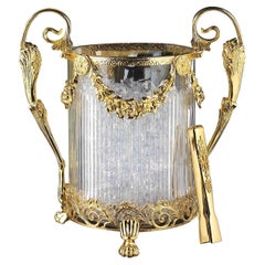 Gold and Crystal Ice Bucket with Tongs