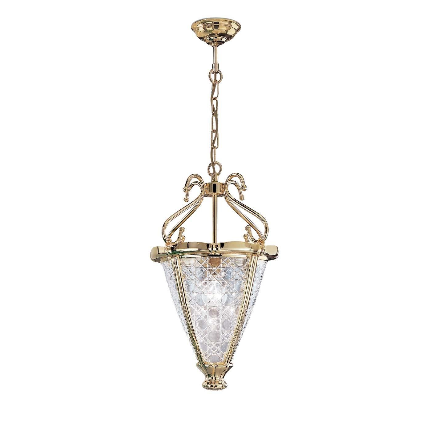 Gold and Crystal Lantern Pendant For Sale