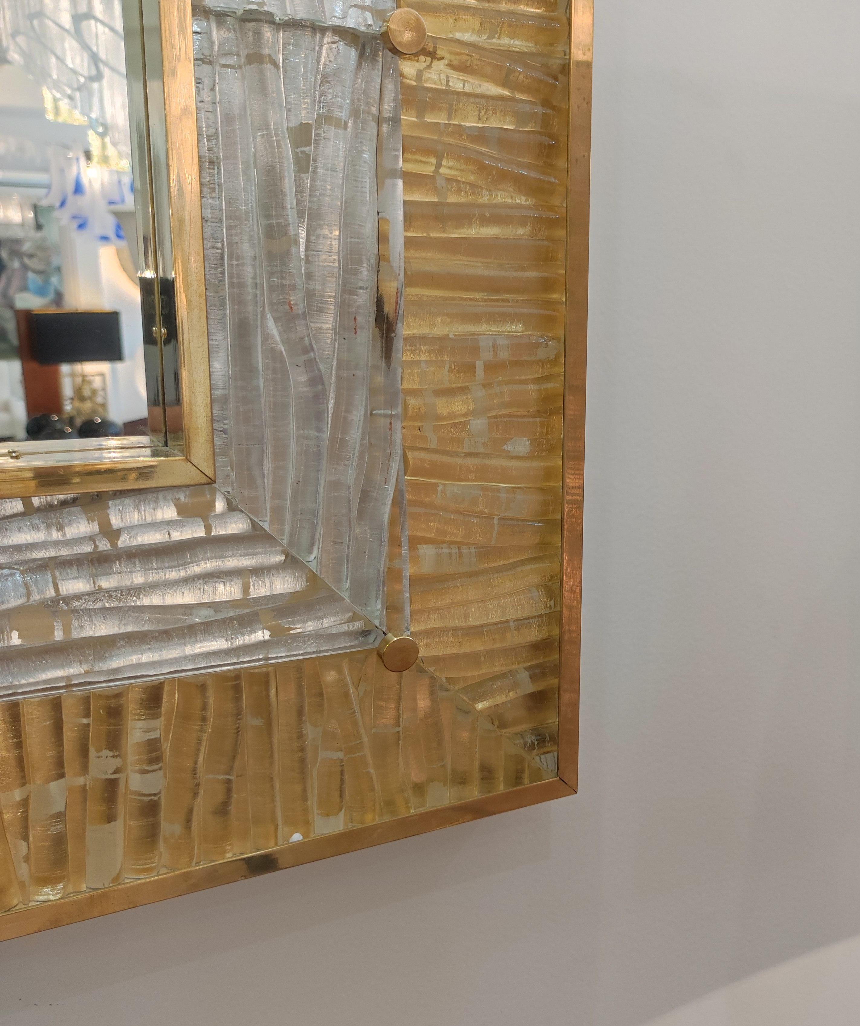 Miroir en verre de Murano et laiton, or et cristal en vente 5