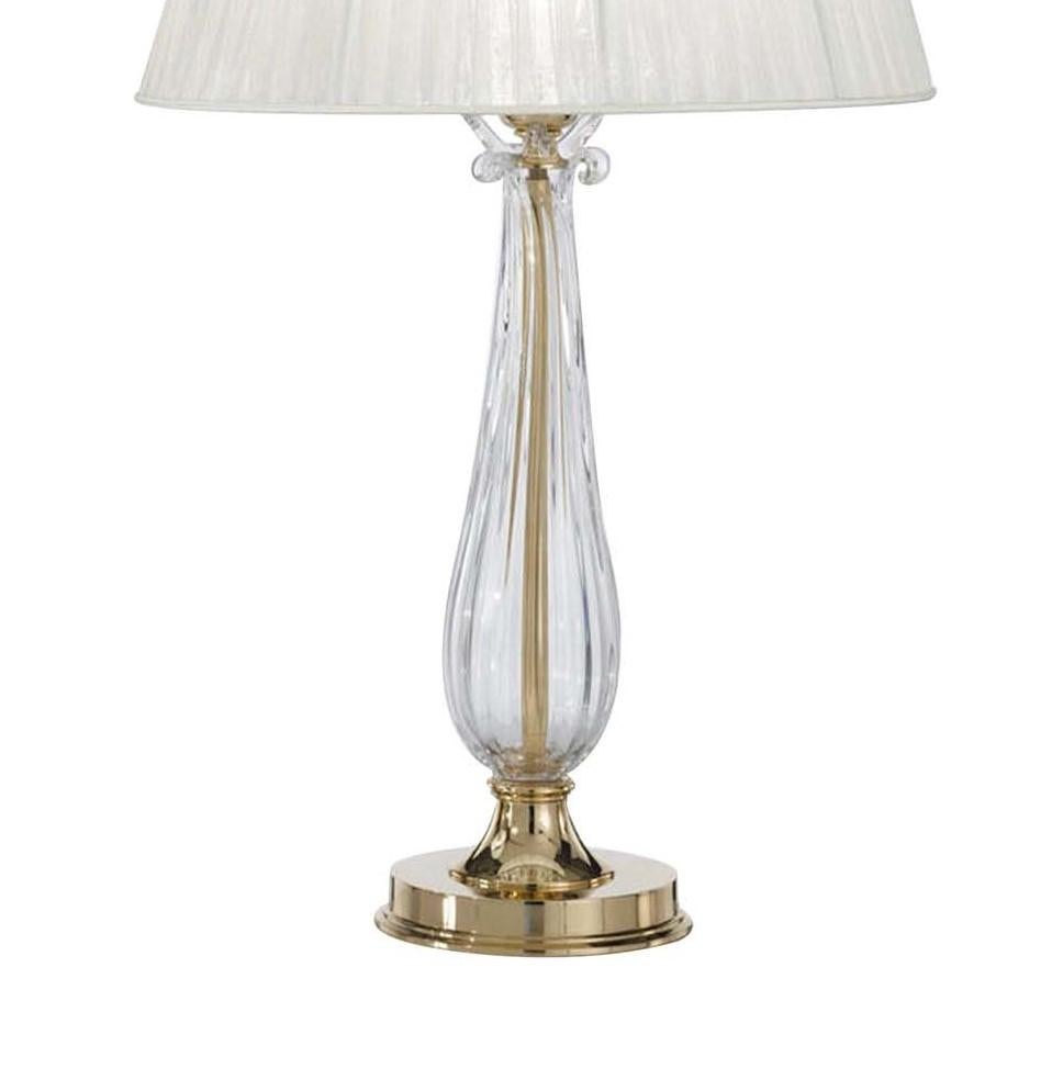 Italian Gold and Crystal Table Lamp with Organza Shade For Sale