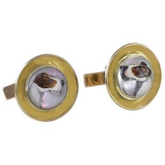 Gold and Crystal Terrier Cufflinks
