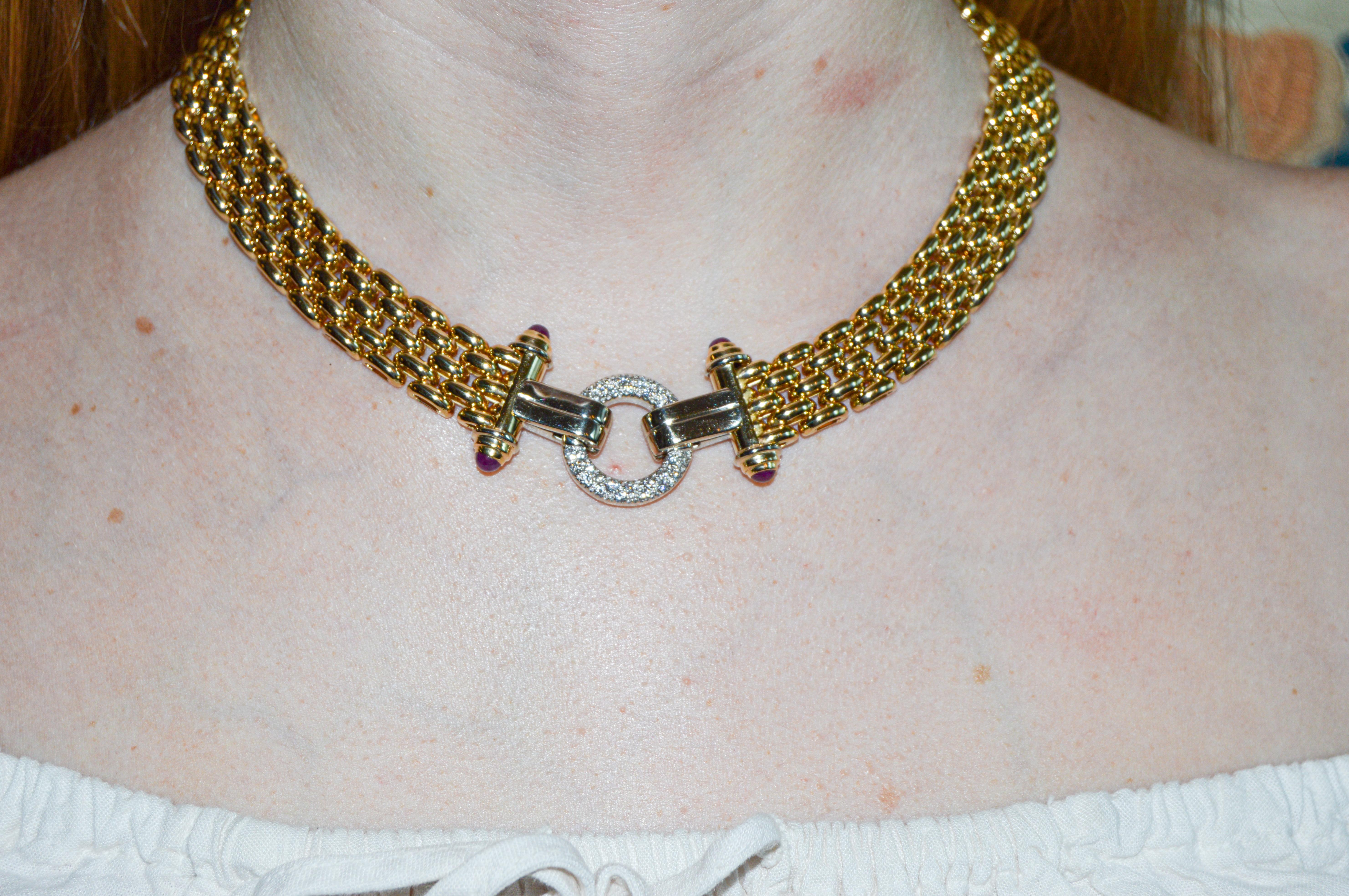 Gold und Diamant 14Kt. Moderne Halskette aus massivem Gold, handgefertigt in Italien im Angebot 6