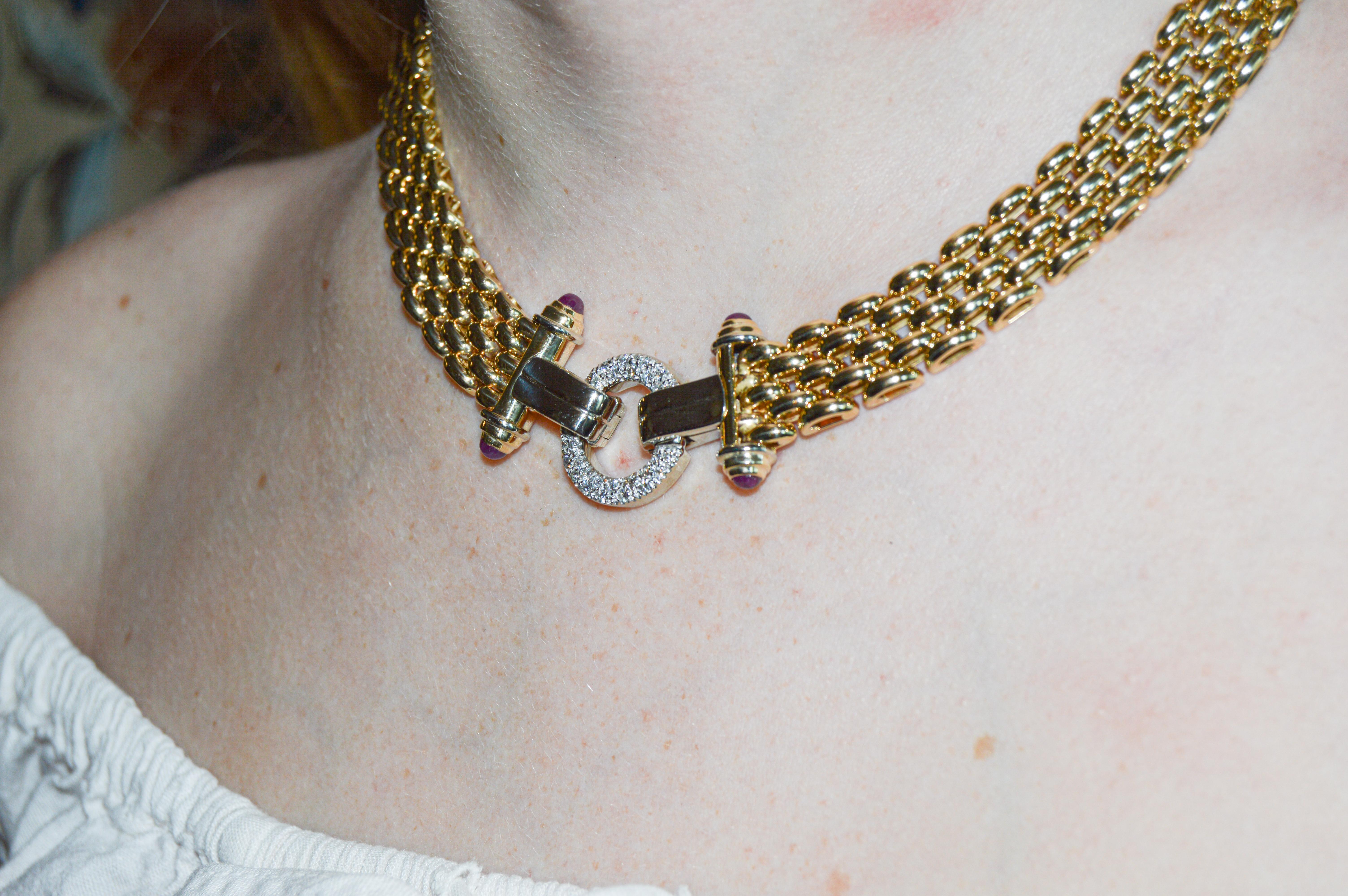 Gold und Diamant 14Kt. Moderne Halskette aus massivem Gold, handgefertigt in Italien im Angebot 8
