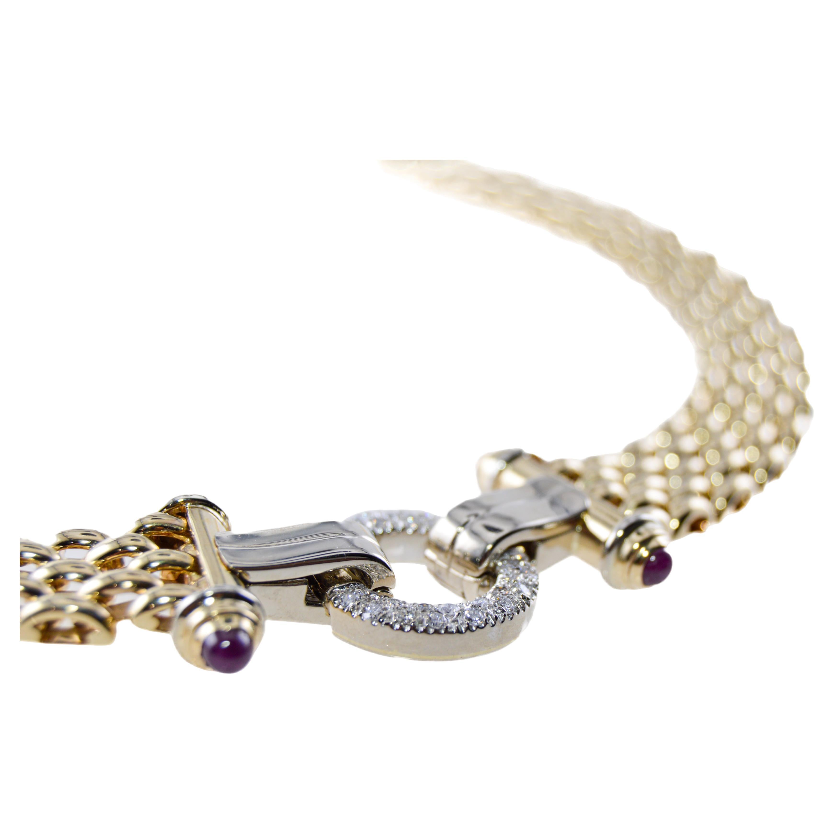 Gold und Diamant 14Kt. Moderne Halskette aus massivem Gold, handgefertigt in Italien im Angebot 1