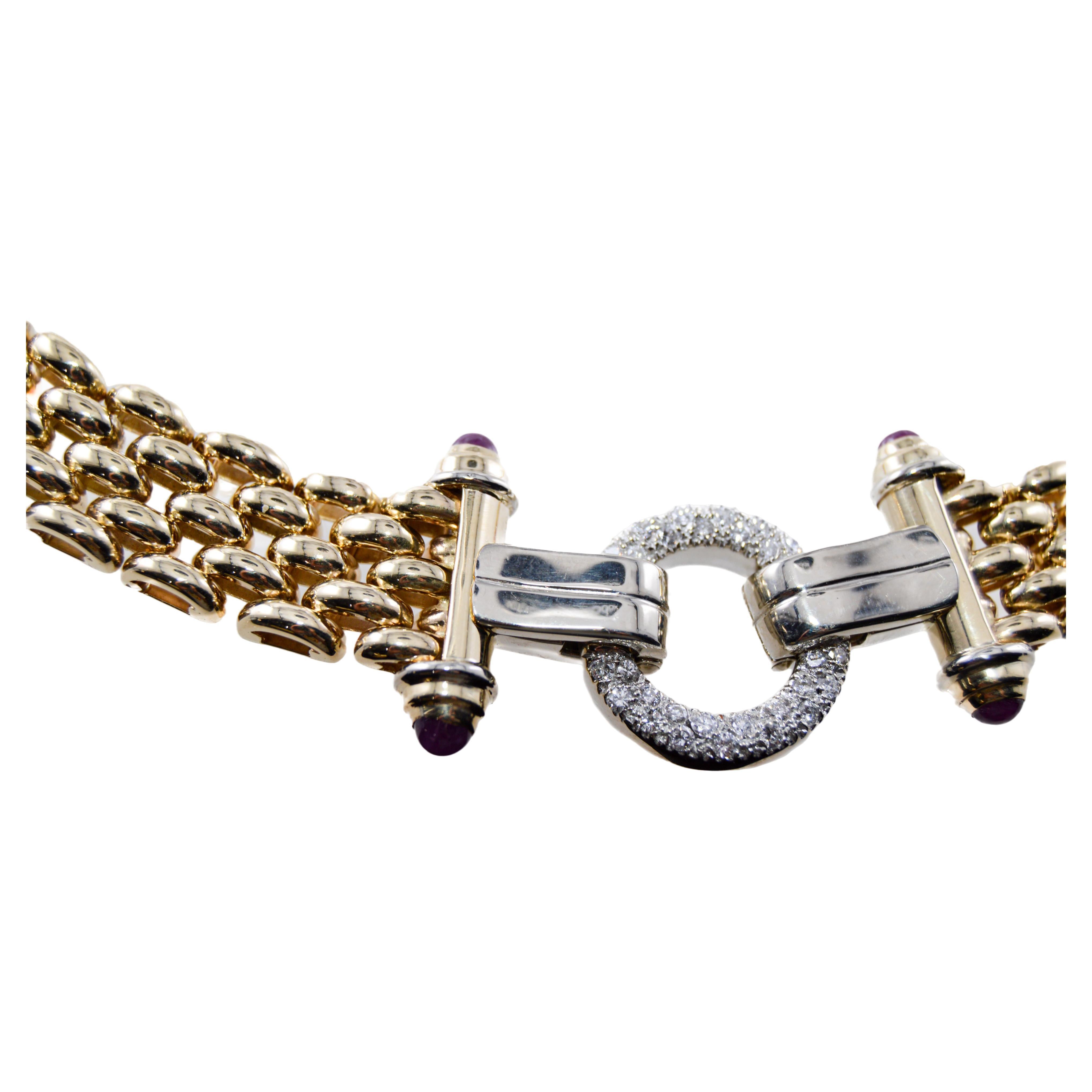Gold und Diamant 14Kt. Moderne Halskette aus massivem Gold, handgefertigt in Italien im Angebot 3