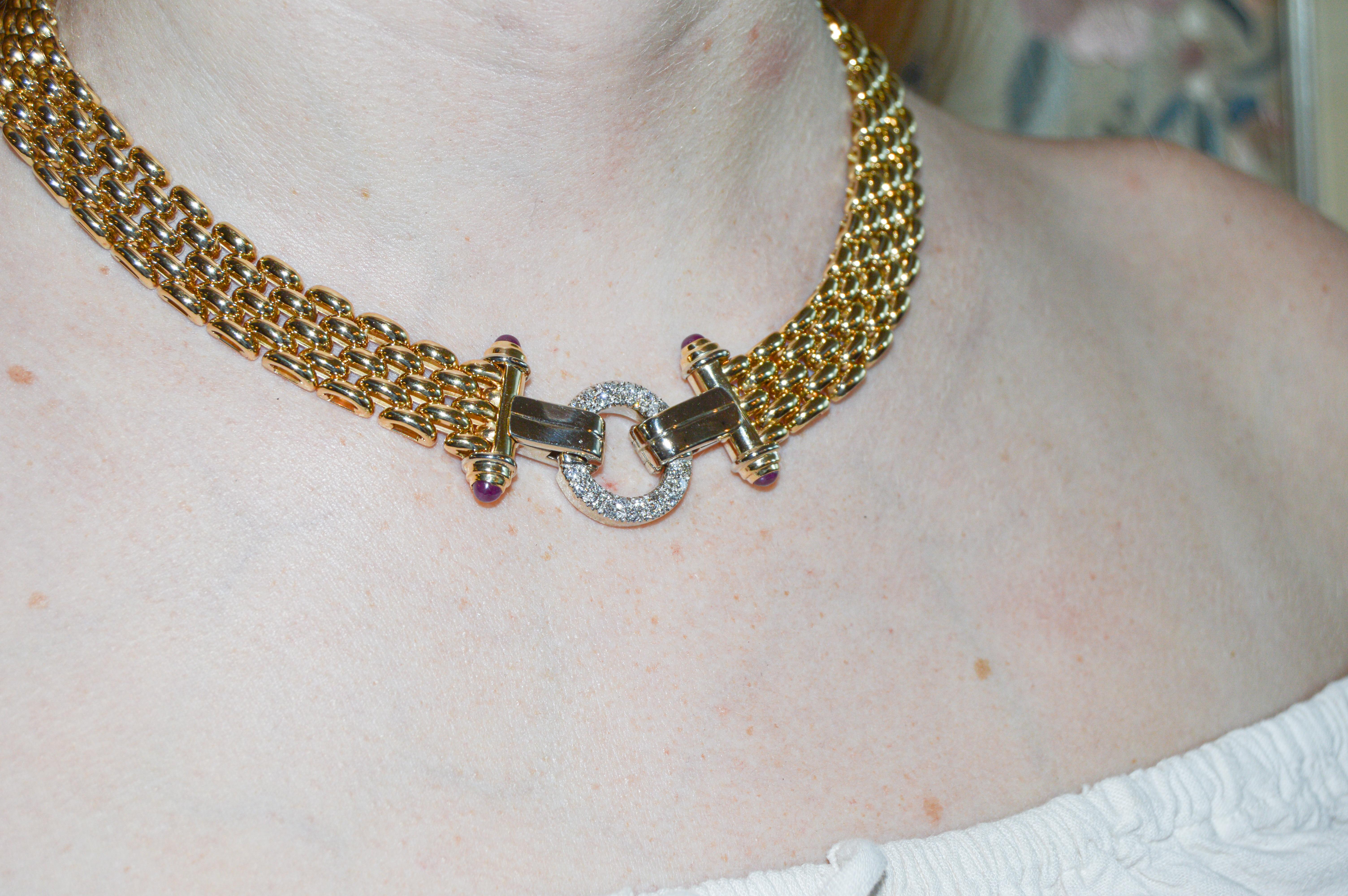 Gold und Diamant 14Kt. Moderne Halskette aus massivem Gold, handgefertigt in Italien im Angebot 5