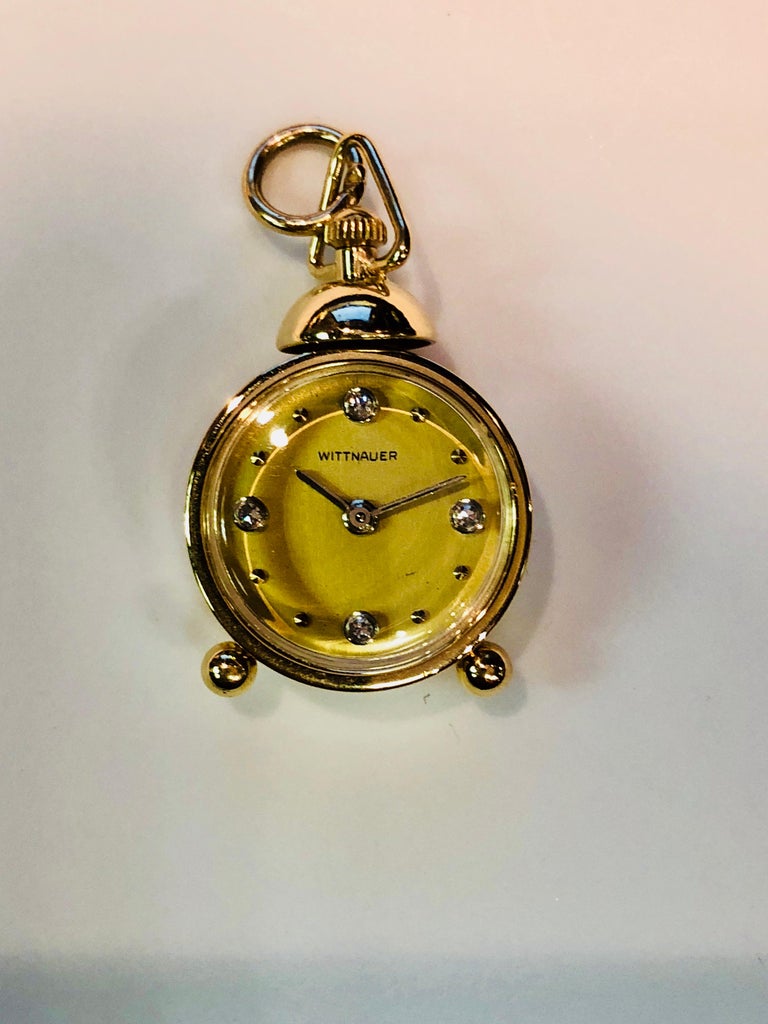 Gold and Diamond Alarm Clock Charm at 1stDibs