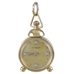 Vintage Gold and Diamond Alarm Clock Charm