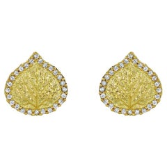 Gold and Diamond Aspen Leaf Earrings 'Large'