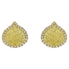 Gold- und Diamant-Aspenblatt-Ohrringe 'Groß'