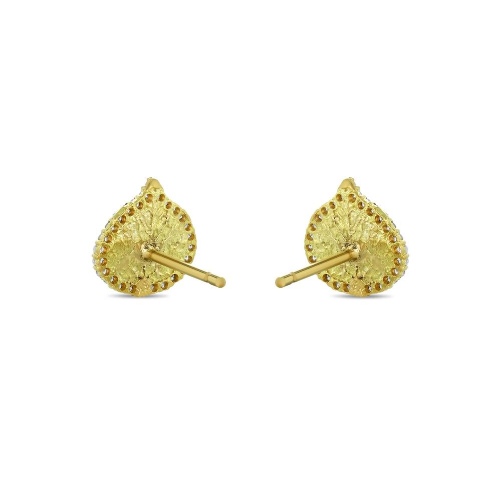 Gold- und Diamant-Aspenblatt-Ohrringe 'Small' für Damen oder Herren im Angebot