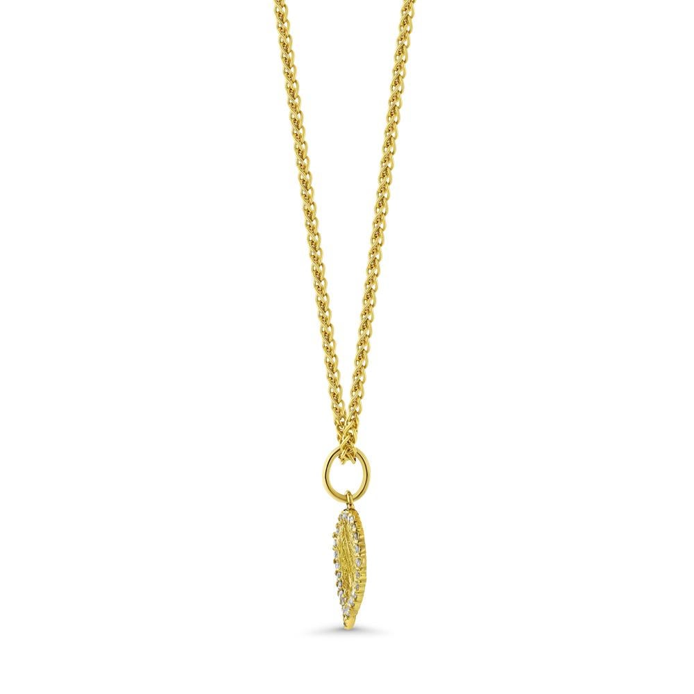 Halskette mit Aspenblatt-Anhänger aus Gold und Diamanten im Angebot 2