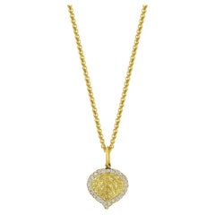 Collier pendentif feuille d'aspen en or et diamants