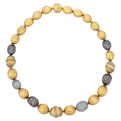 Gold And Diamond Bead Necklace, 8.80 Carats