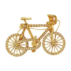 Gold and Diamond Bicycle Brooch