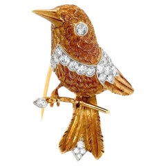 Cartier 18k Gold and Diamond Bird Brooch, Circa 1960-1970, France