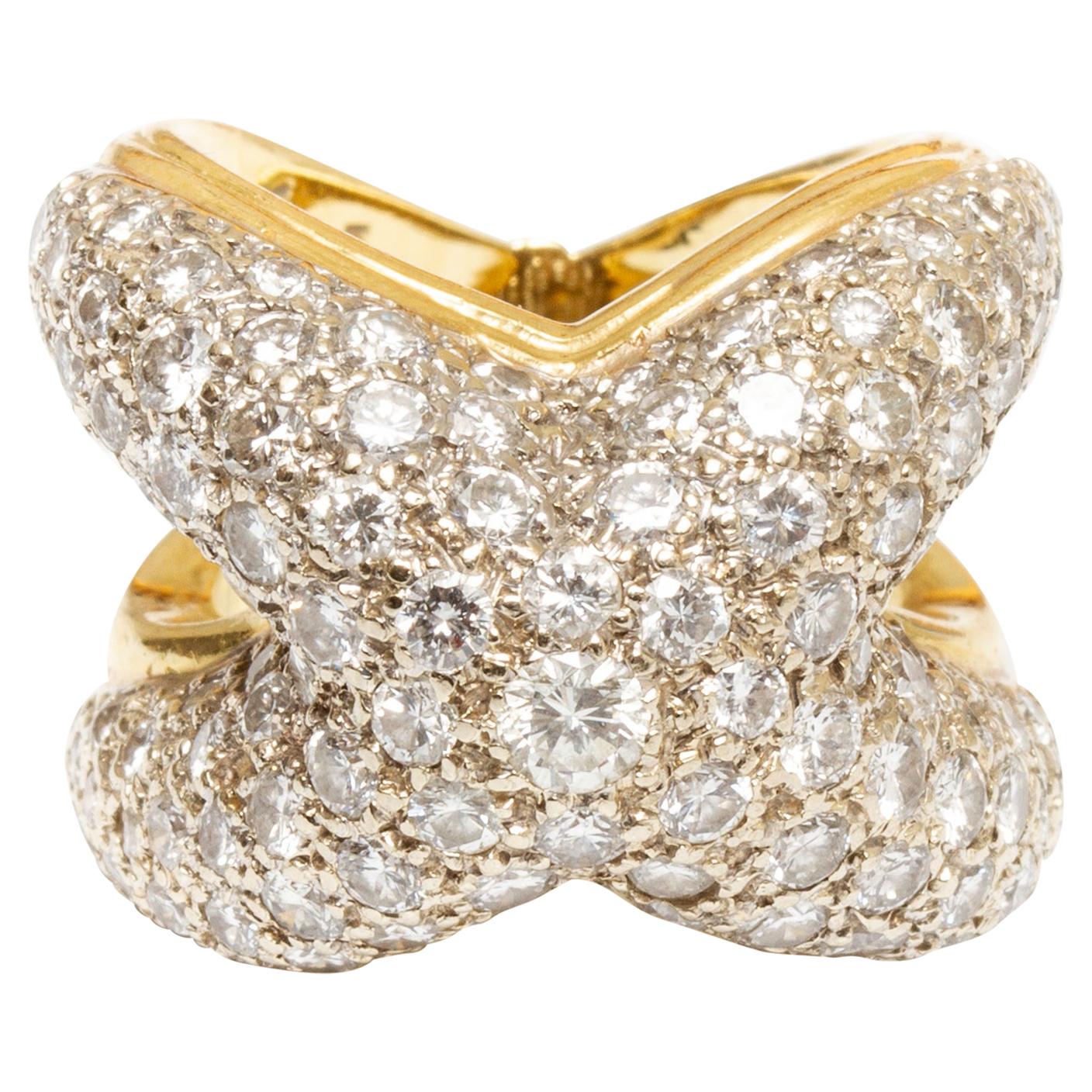 14K Gold and Diamond Bombe Ring