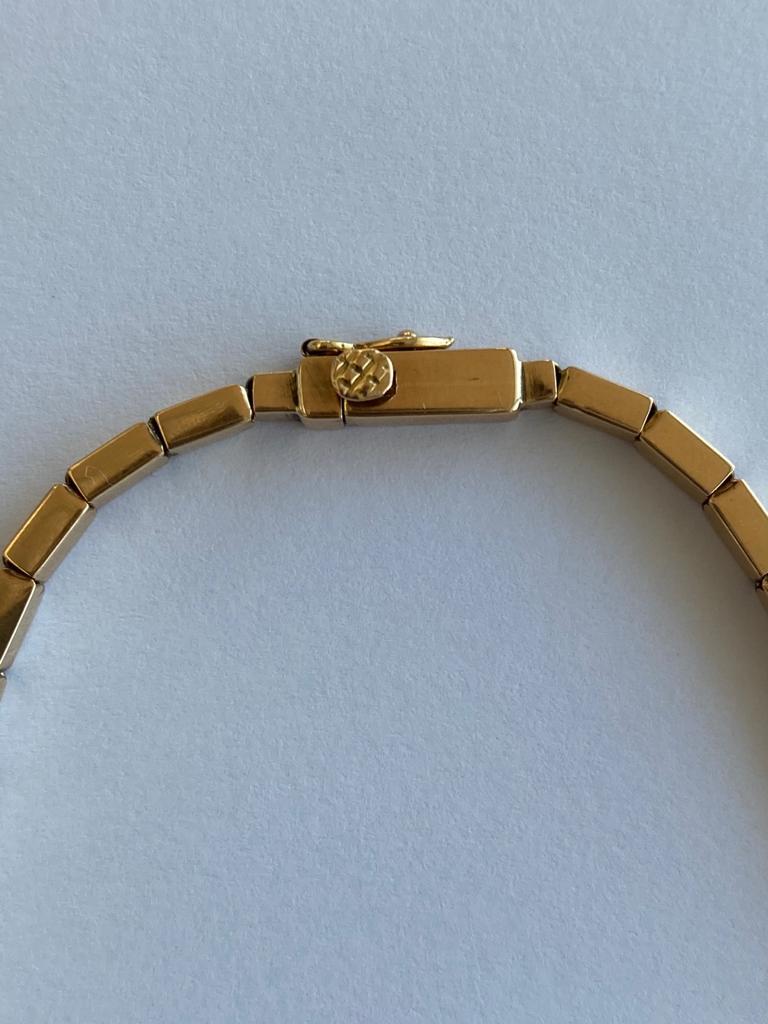 Gold- und Diamantbrikett-Halskette aus den 50er Jahren (Rundschliff)