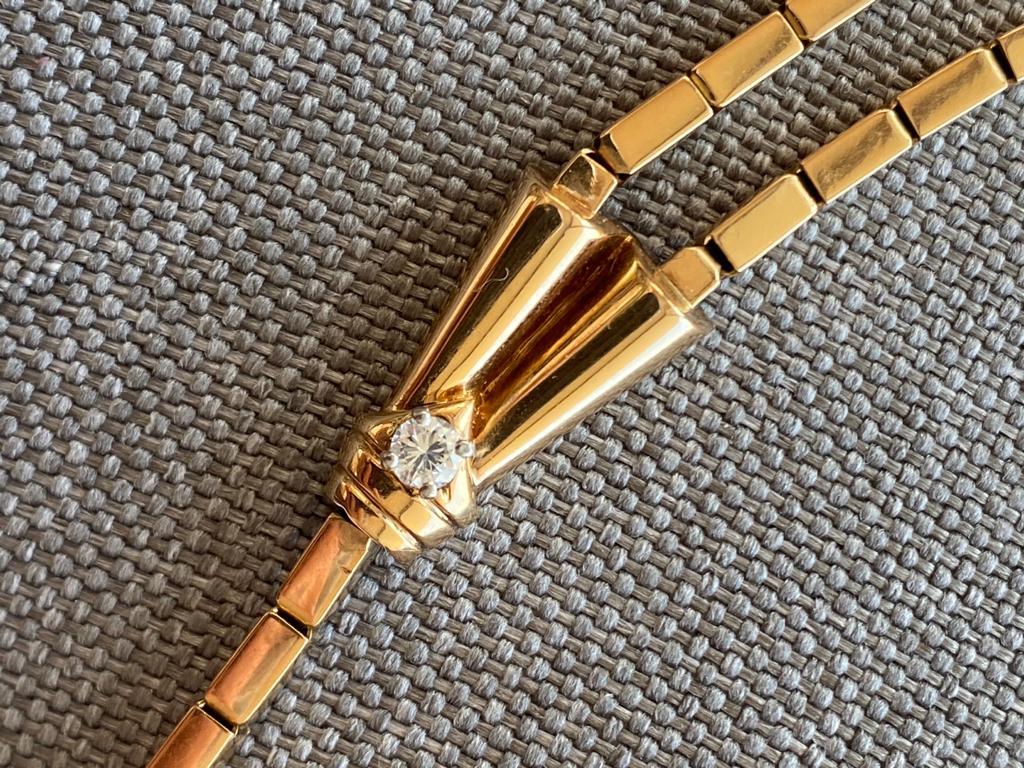 Gold- und Diamantbrikett-Halskette aus den 50er Jahren im Zustand „Gut“ in London, GB