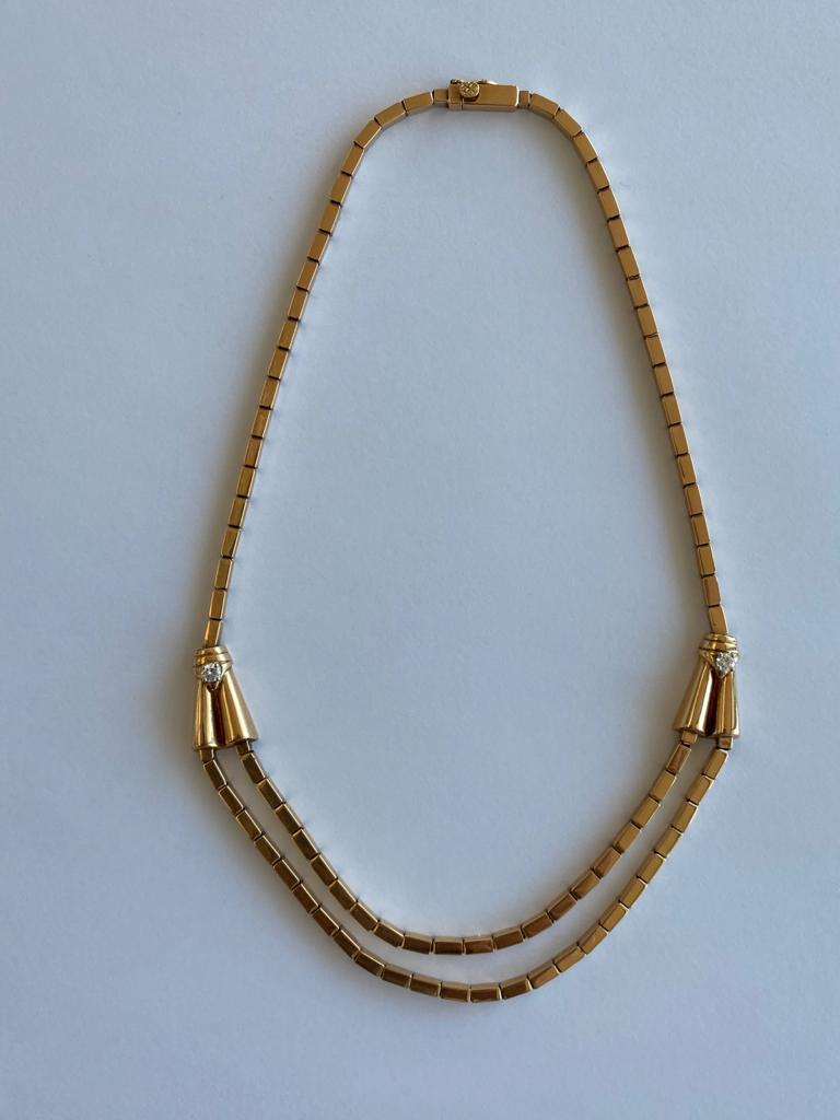 Gold- und Diamantbrikett-Halskette aus den 50er Jahren für Damen oder Herren
