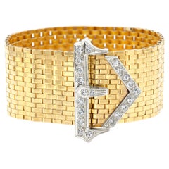 0.750 18k Gold and Diamond Buckle Bracelet