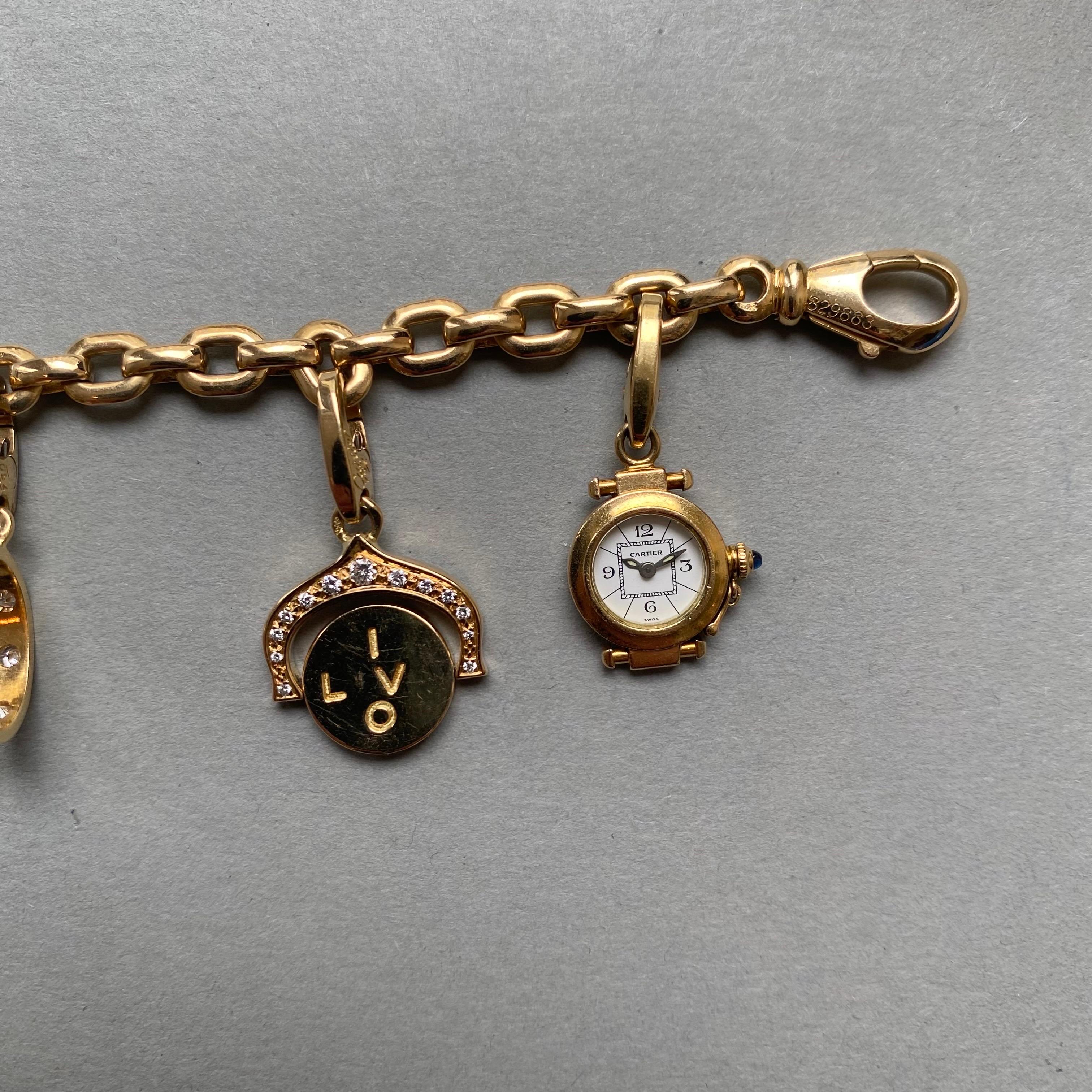 Cartier Bracelet à breloques en or et diamants Unisexe 