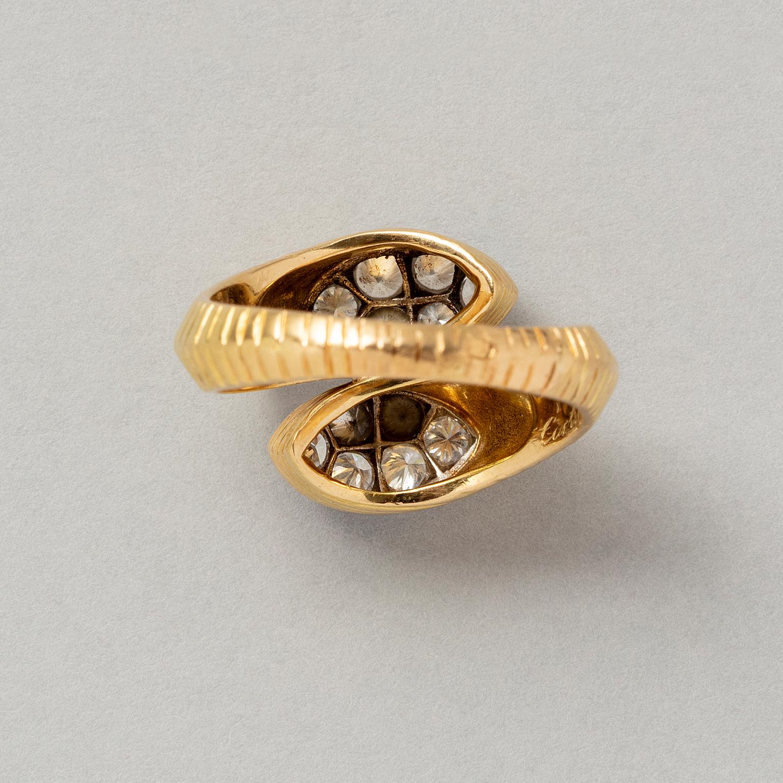 da uomo o donna Anello Cartier Toi et Moi in oro e diamanti in vendita