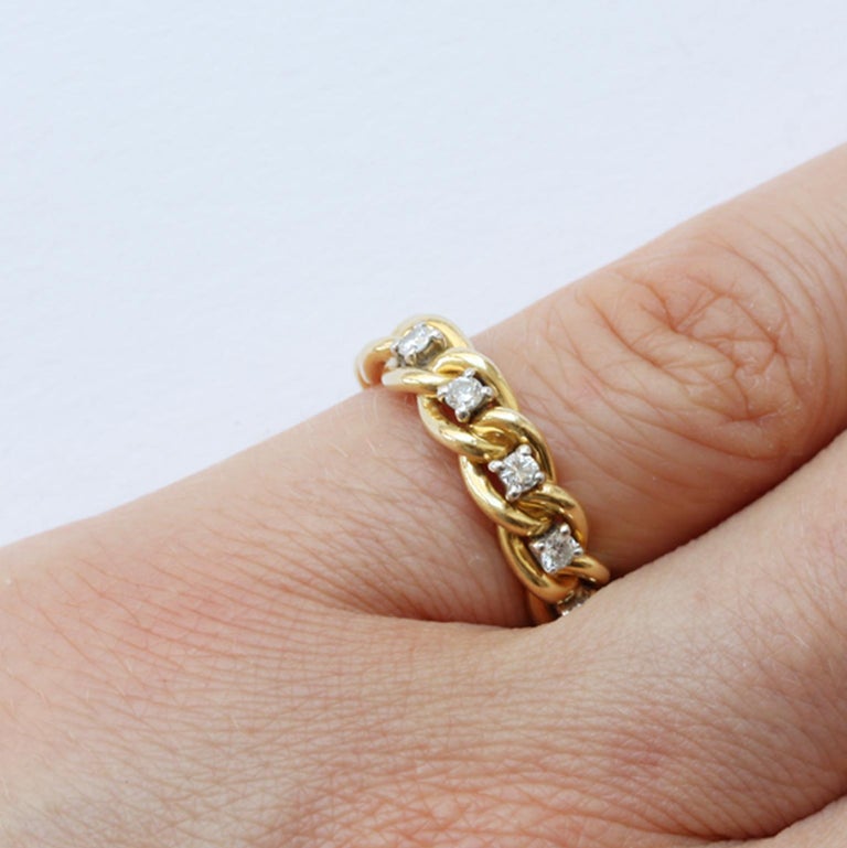 Gold and Diamond Chain Ring at 1stDibs