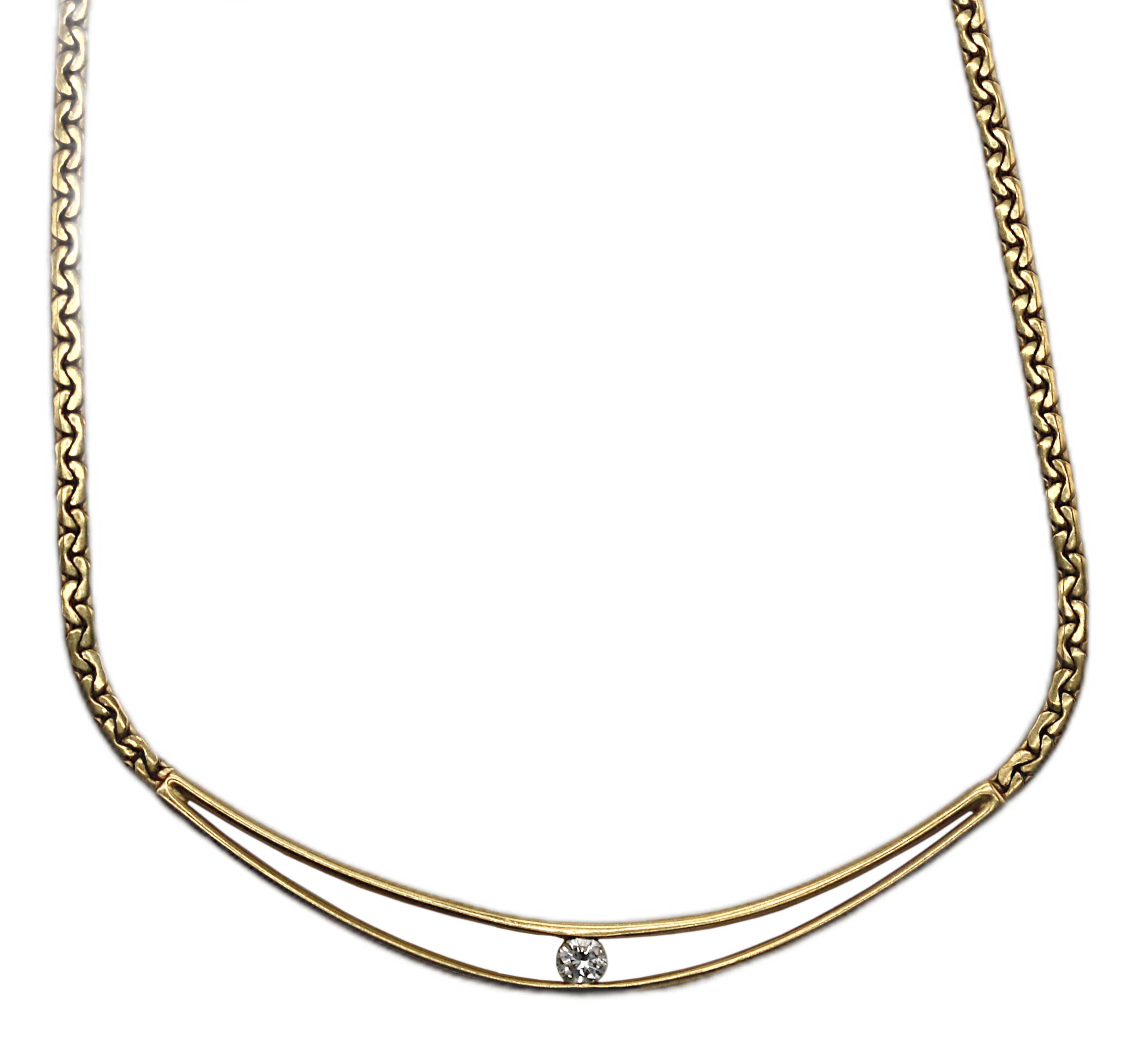 Round Cut Gold and Diamond Collar Necklace  For Sale