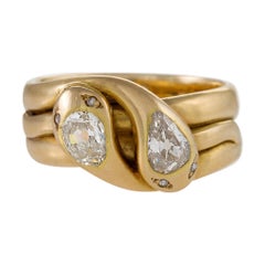 Antique Gold and Diamond Double Serpent Ring