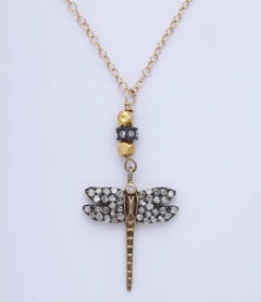 Gold and Diamond Dragonfly Pendant