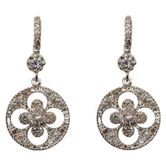 18k Gold Diamond Drop Chandelier Earrings Brilliant Cut Diamonds White Black