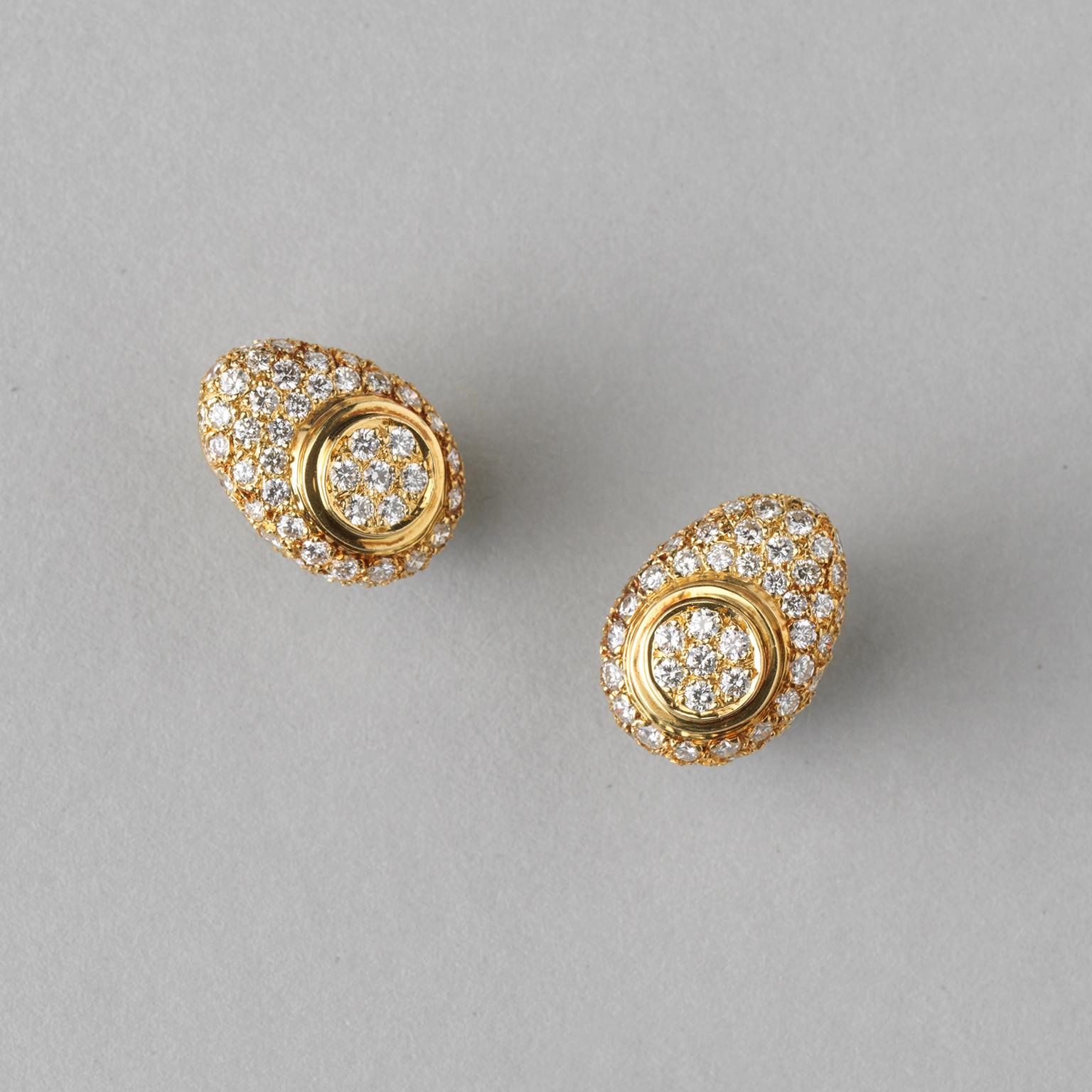 Brilliant Cut Gold and Diamond Earrings