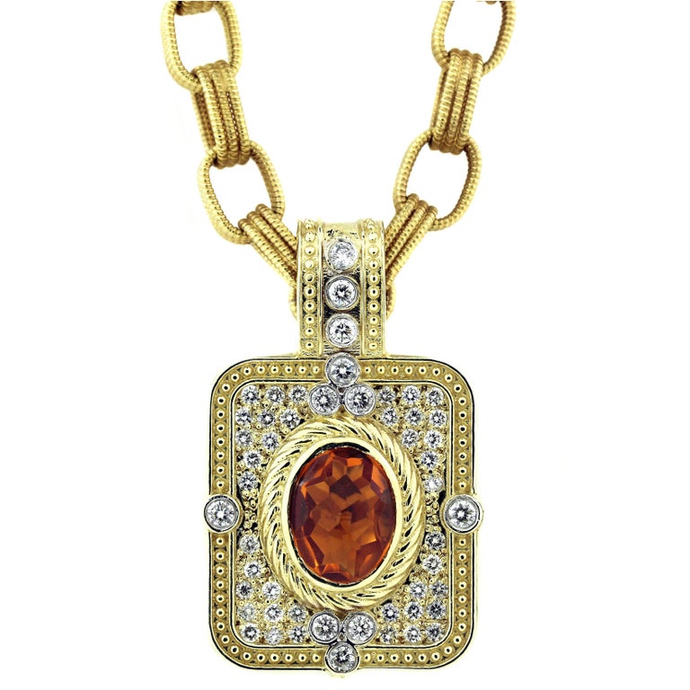 Stambolian Diamond Gold Floral Pendant Enhancer For Sale at 1stdibs