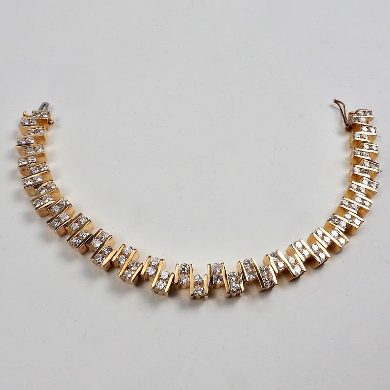 Modern Gold and Diamond Eternity Bracelet 5.5 Carat