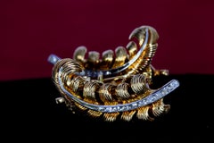 Gold and Diamond Feather Earrings