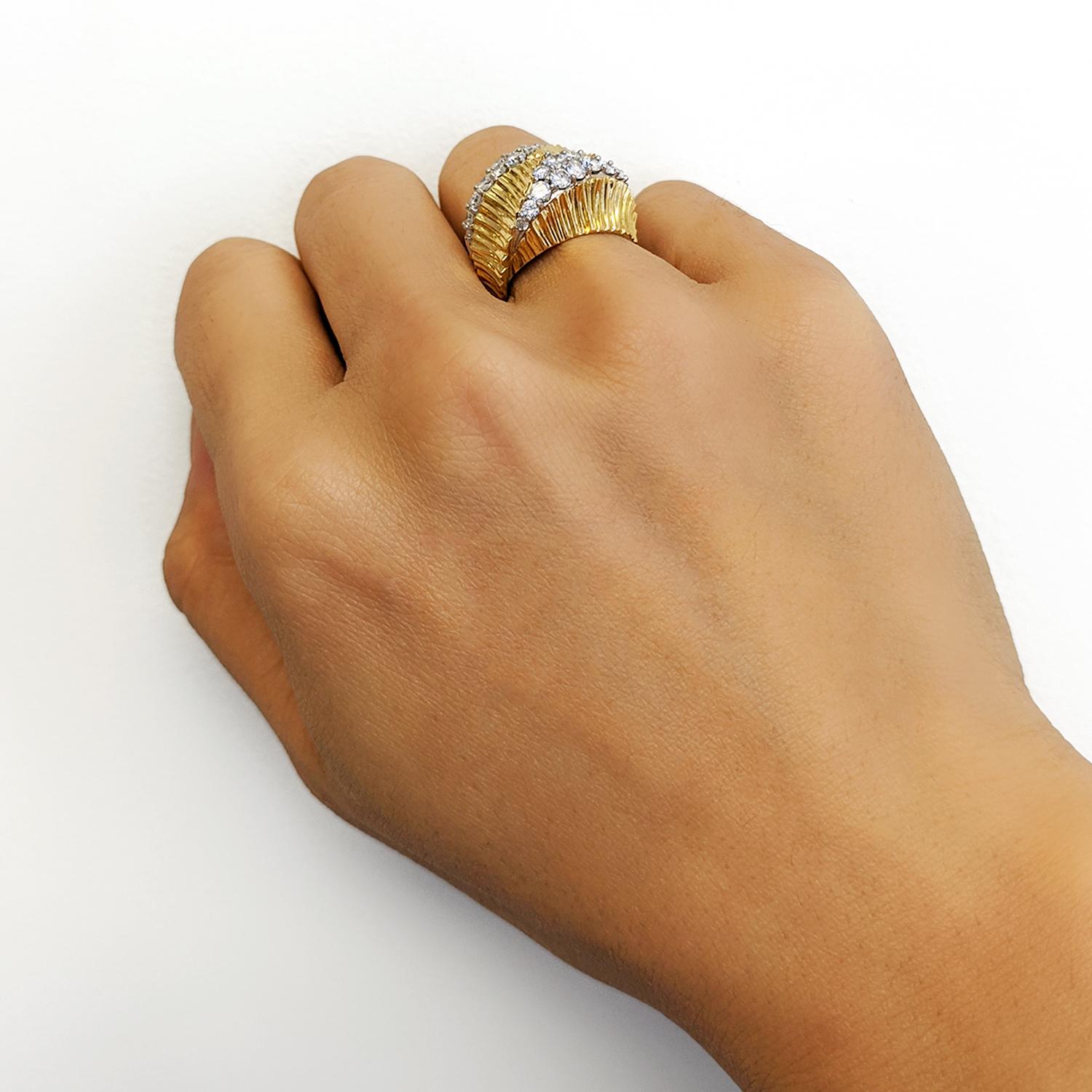 Women's Diamond Yellow Gold Textured Ring