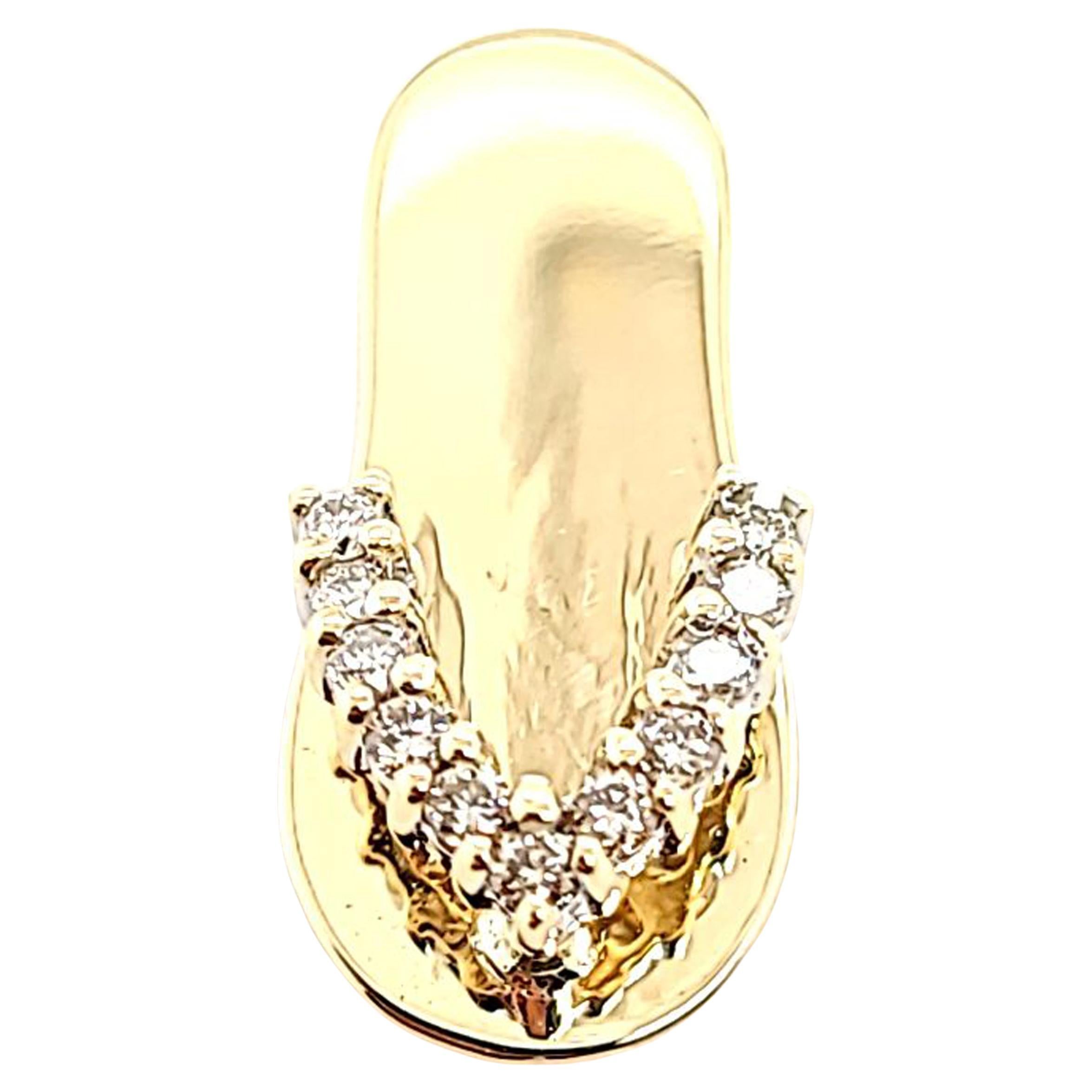 Gold and Diamond Flip Flop Sandal Pendant For Sale