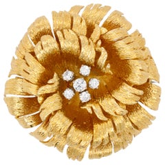 Gold and Diamond Flower Brooch, 1960s