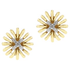 Pendientes Flor de Oro y Diamantes, 18k