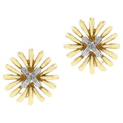 Gold- und Diamant-Blumenohrringe, 18k