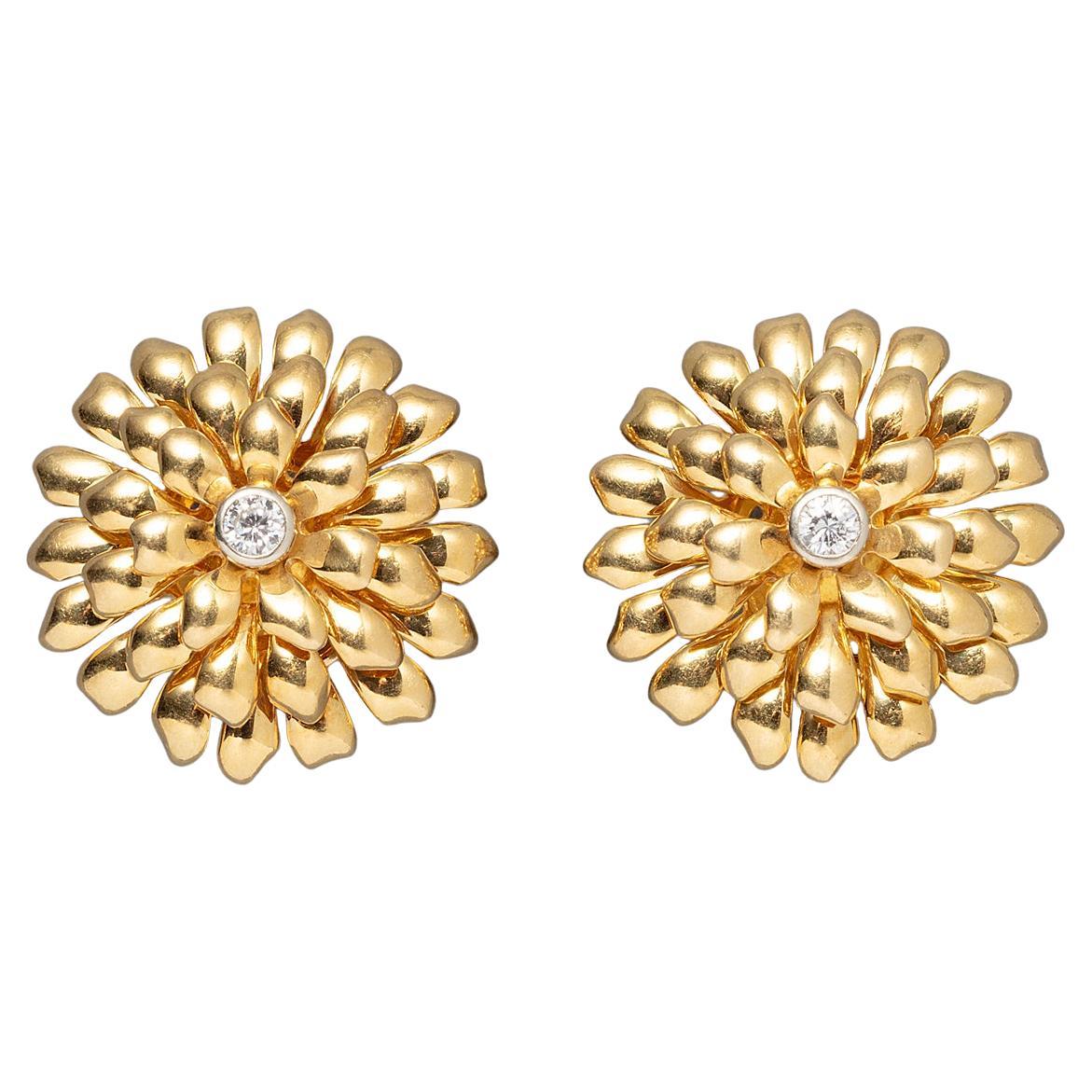Pendientes Flor de Oro y Diamantes
