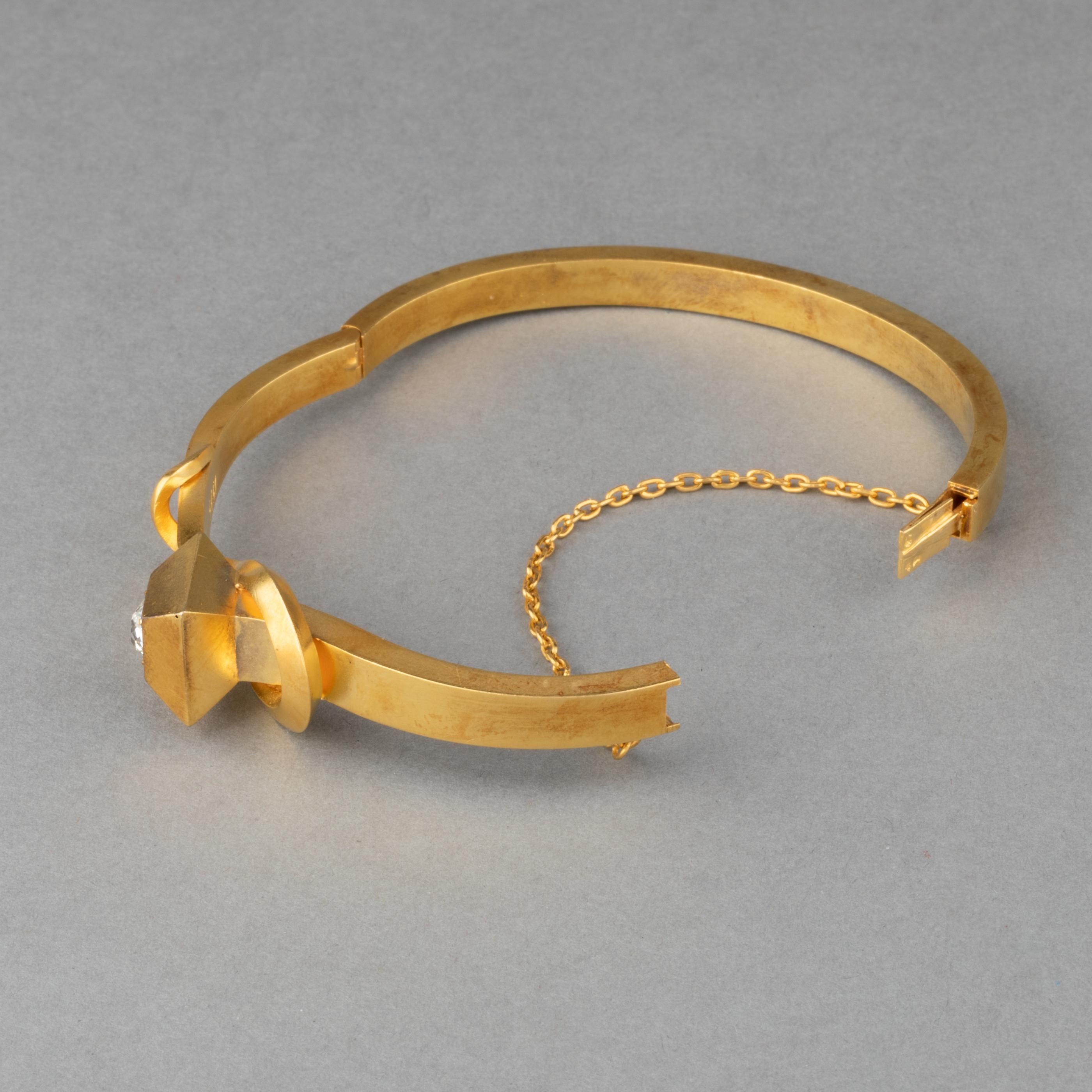 Gold and Diamond French Antique Bracelet For Sale 4