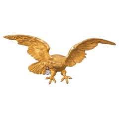 Gold and Diamond French Belle Epoque Eagle Brooch