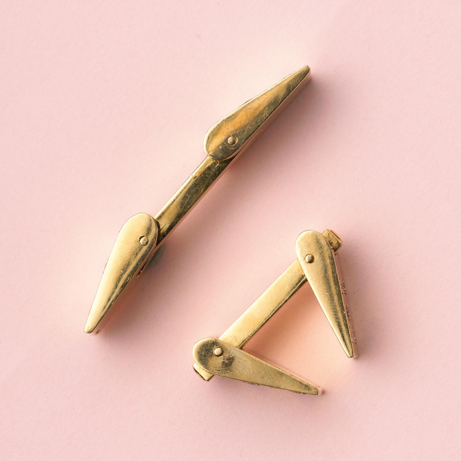 Gold and Diamond French Cufflinks In Good Condition In Amsterdam, NL