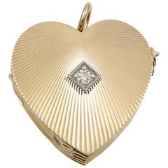 Vintage Gold and Diamond Heart Locket for Nine Photos